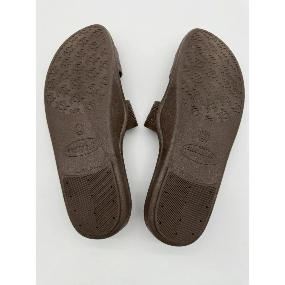 Men's Brown Surfware Hawaiian Classic Two Strap Beach/Pool Sandals Size 12